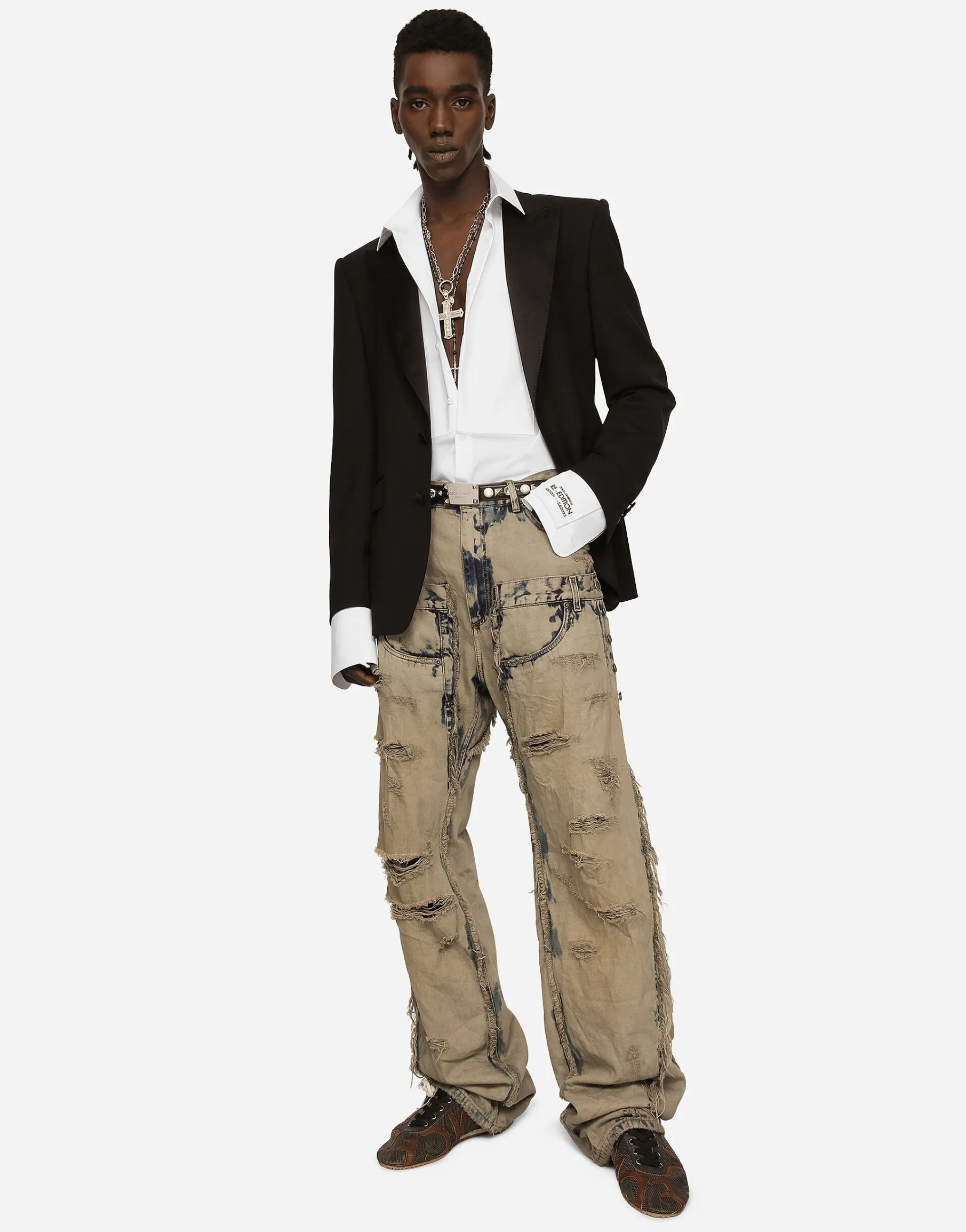Cotton poplin Gold-fit tuxedo shirt