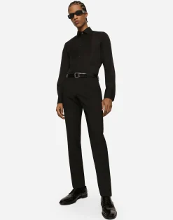 Cotton poplin Gold-fit tuxedo shirt