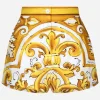 Cotton poplin shorts with majolica print