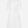 Cotton raschel tweed calf-length dress