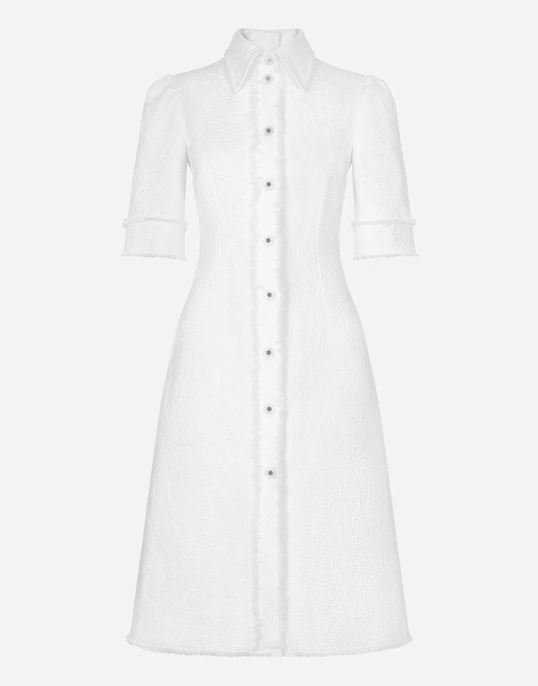 Cotton raschel tweed calf-length dress