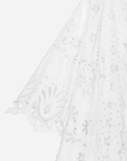 Cotton robe coat with macramé embroidery