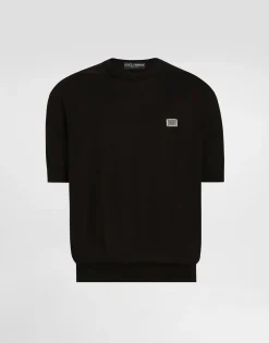 Cotton round-neck sweater with tag