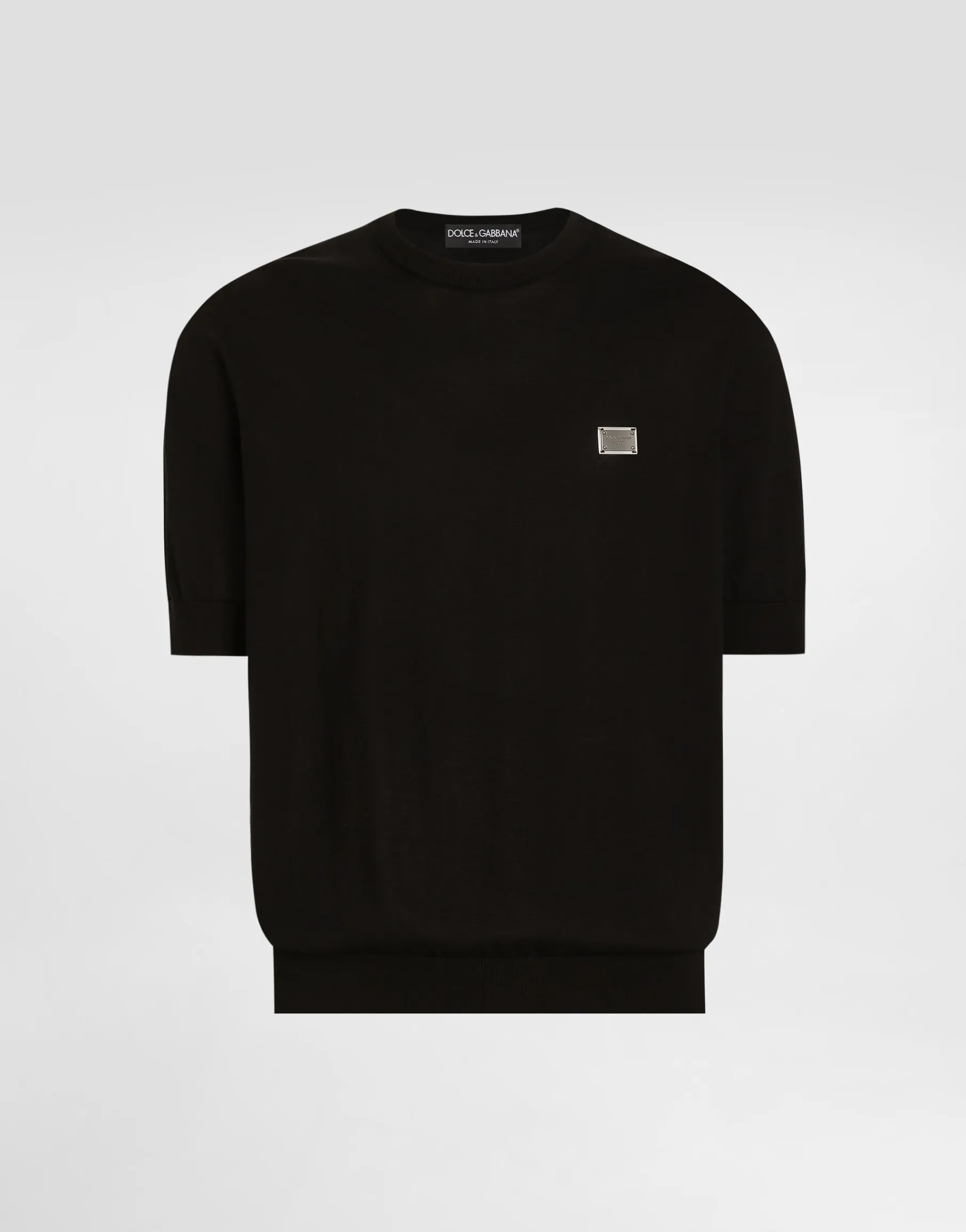 Cotton round-neck sweater with tag