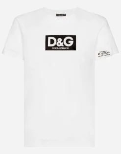 Cotton round-neck T-shirt with patch