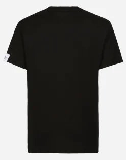 Cotton round-neck T-shirt with patch