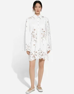 Cotton shirt dress with cut-out detailing