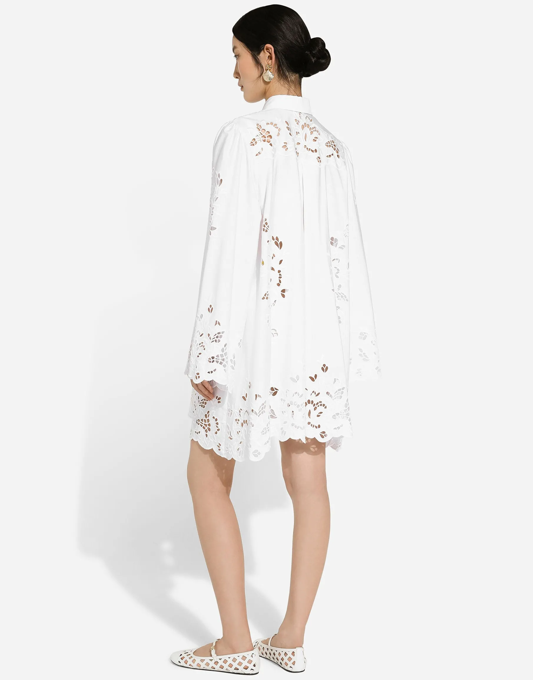 Cotton shirt dress with cut-out detailing