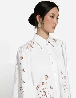 Cotton shirt dress with cut-out detailing