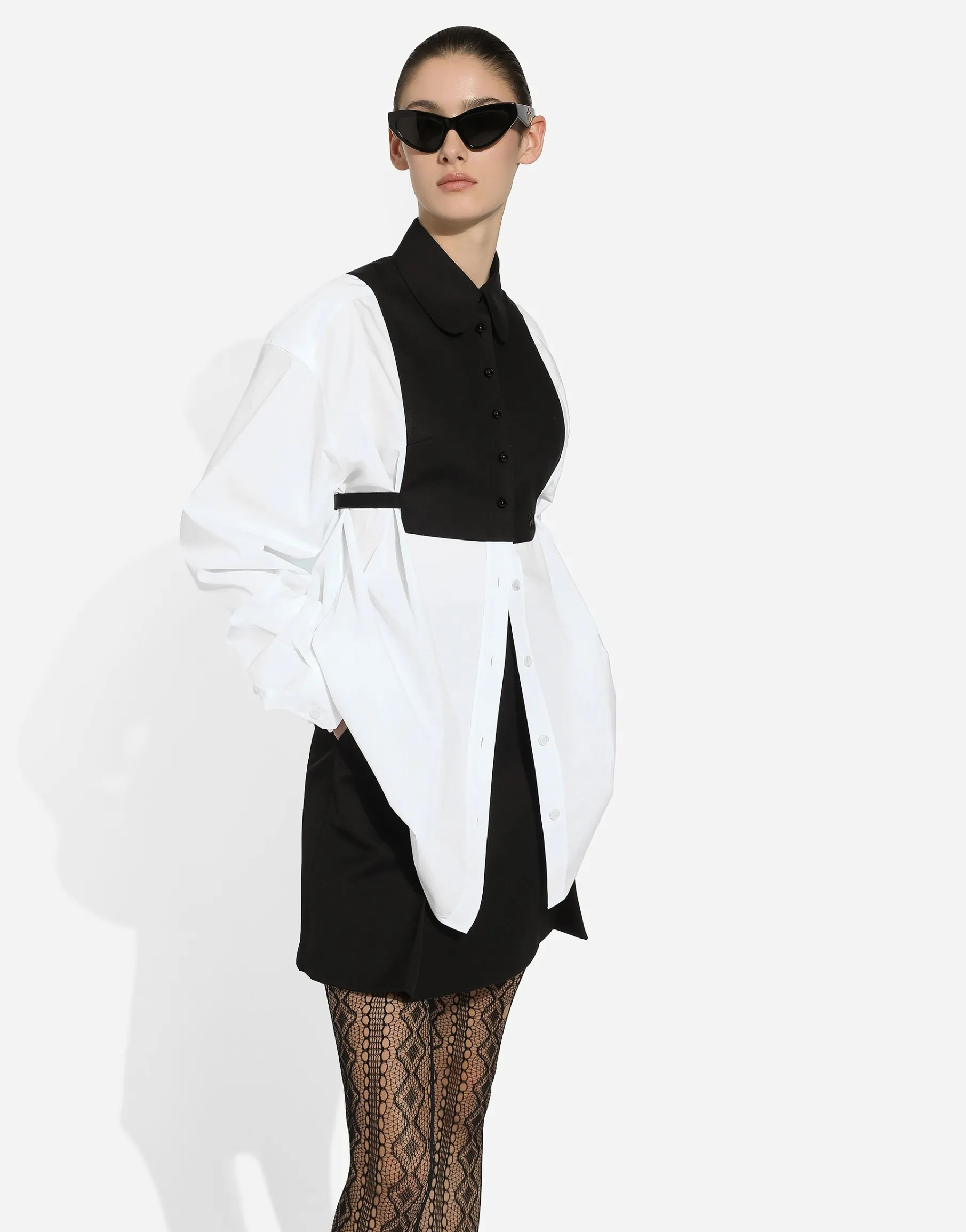 Cotton shirt with contrasting shirt front