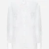 Cotton shirt with floral openwork embroidery