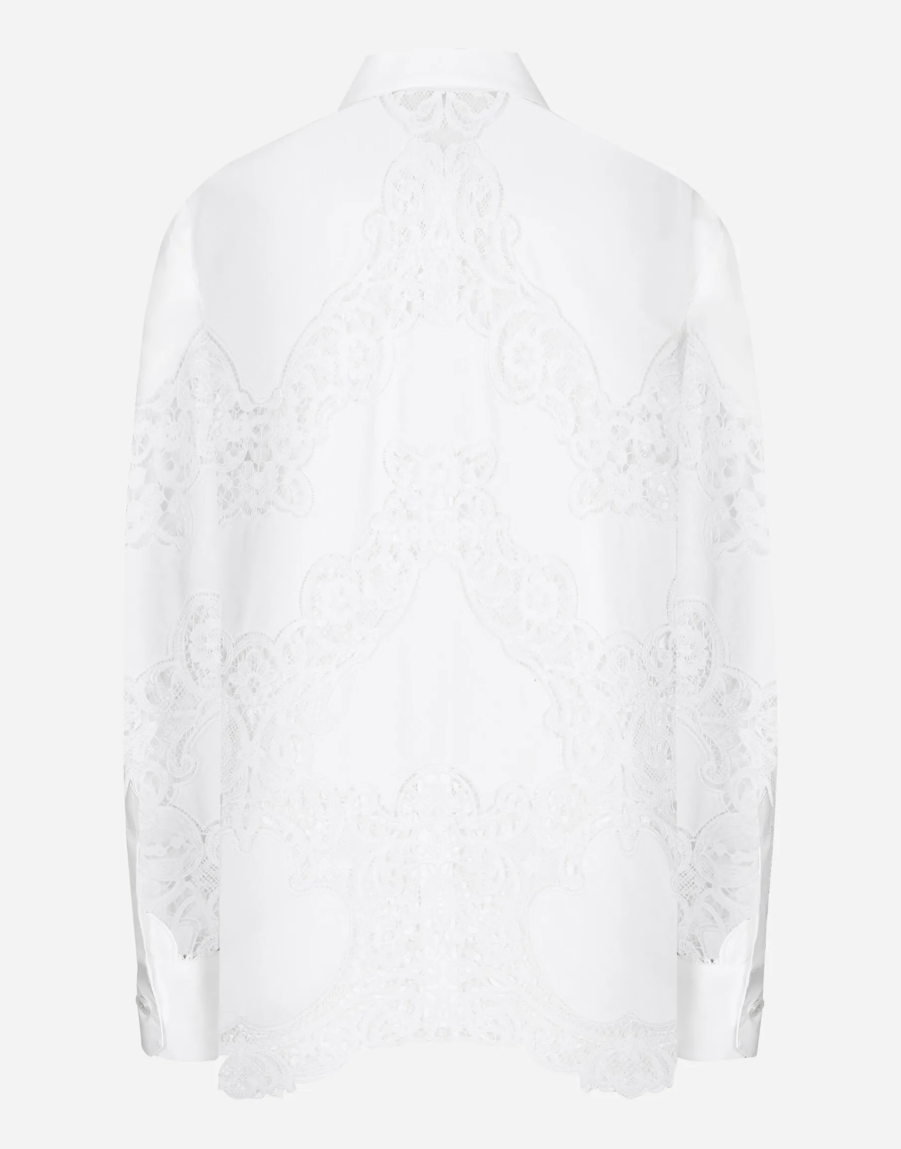 Cotton shirt with floral openwork embroidery