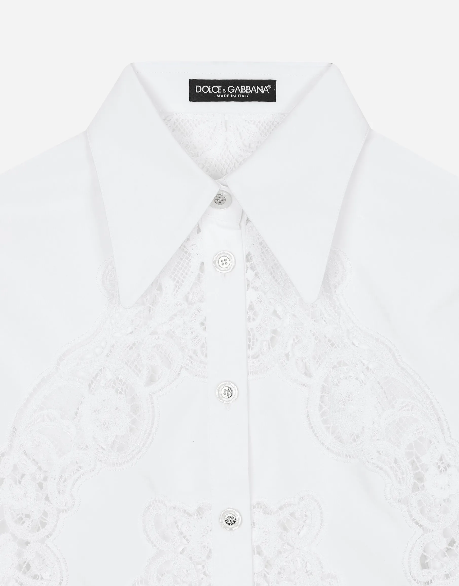 Cotton shirt with floral openwork embroidery