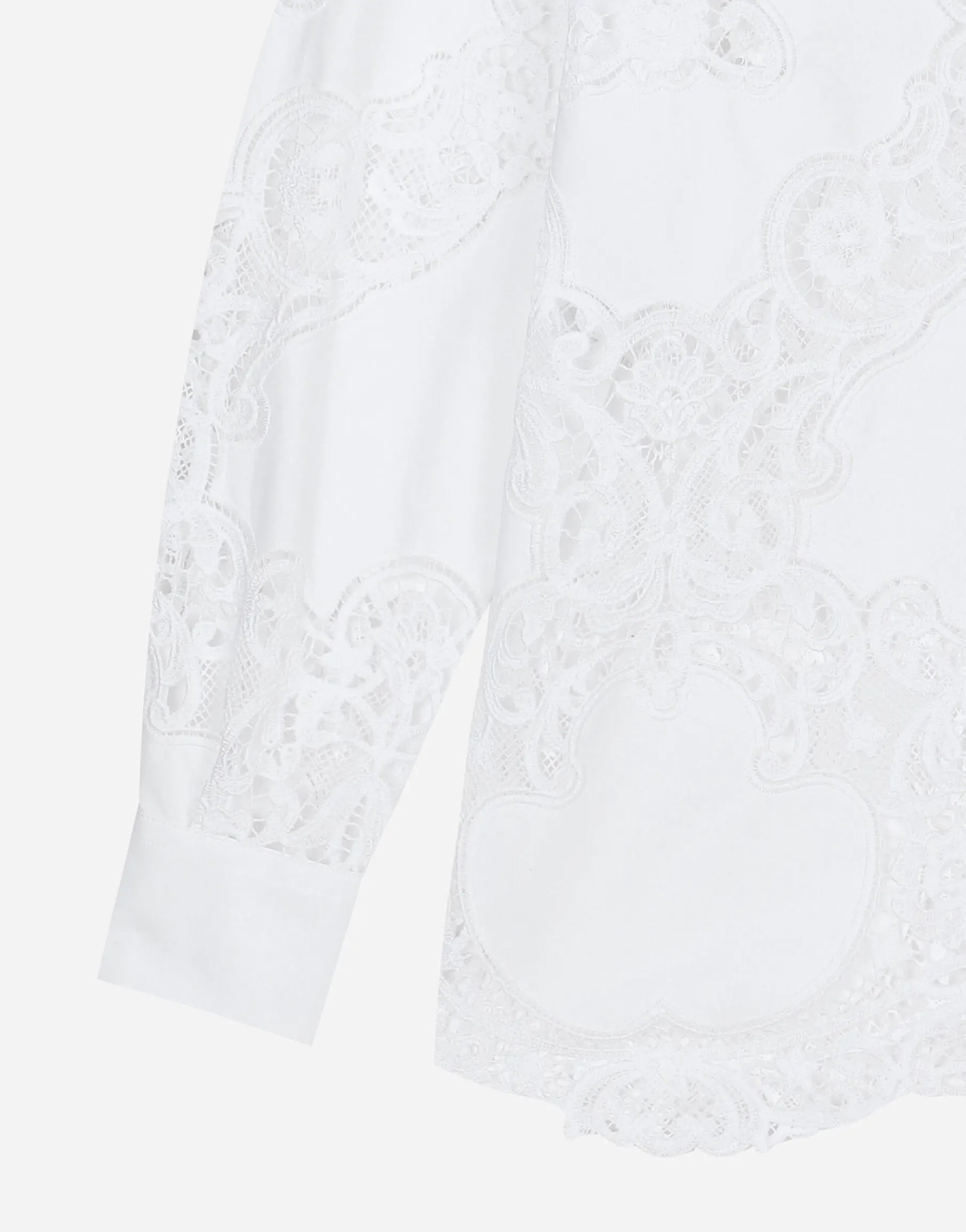 Cotton shirt with floral openwork embroidery