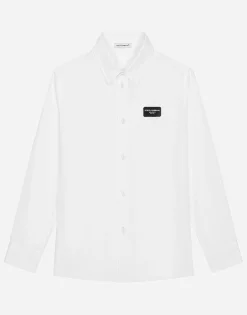 Cotton shirt with logo tag