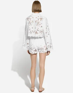 Cotton shorts with cut-out detailing