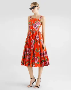 Cotton sundress with rose print