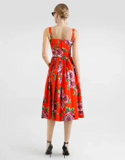 Cotton sundress with rose print