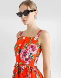 Cotton sundress with rose print