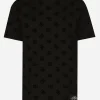 Cotton T-shirt with all-over flocked DG print