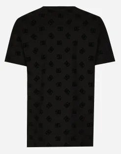 Cotton T-shirt with all-over flocked DG print