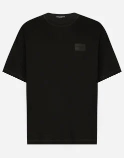 Cotton T-shirt with branded tag