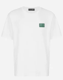 Cotton T-shirt with branded tag