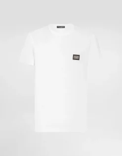 Cotton T-shirt with branded tag