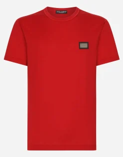 Cotton T-shirt with branded tag