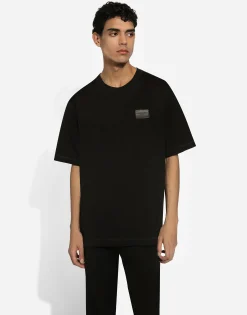 Cotton T-shirt with branded tag