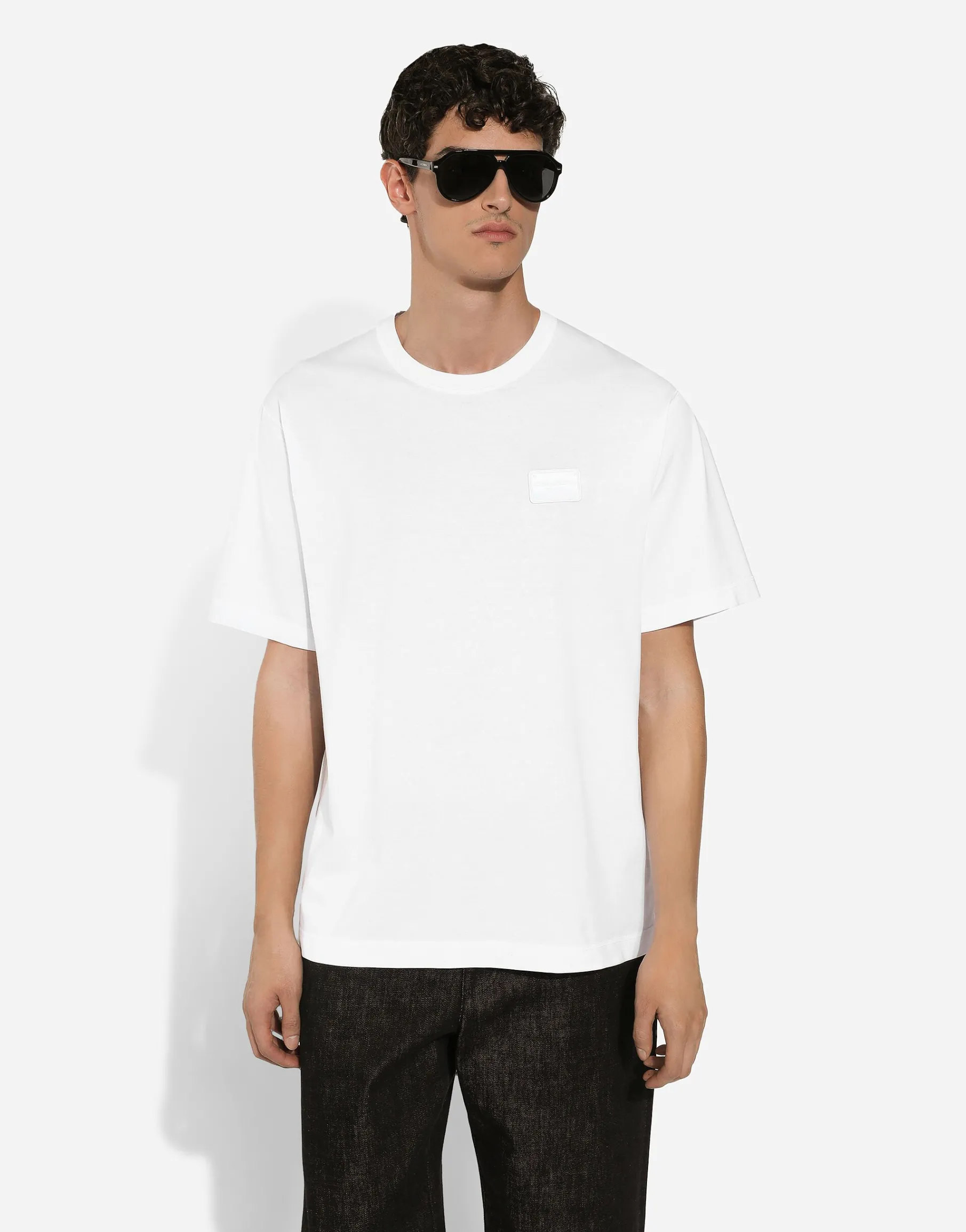 Cotton T-shirt with branded tag