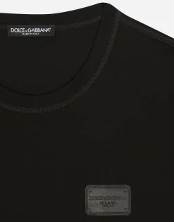 Cotton T-shirt with branded tag