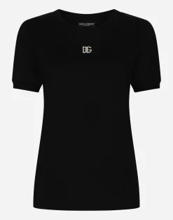 Cotton T-shirt with Crystal DG logo