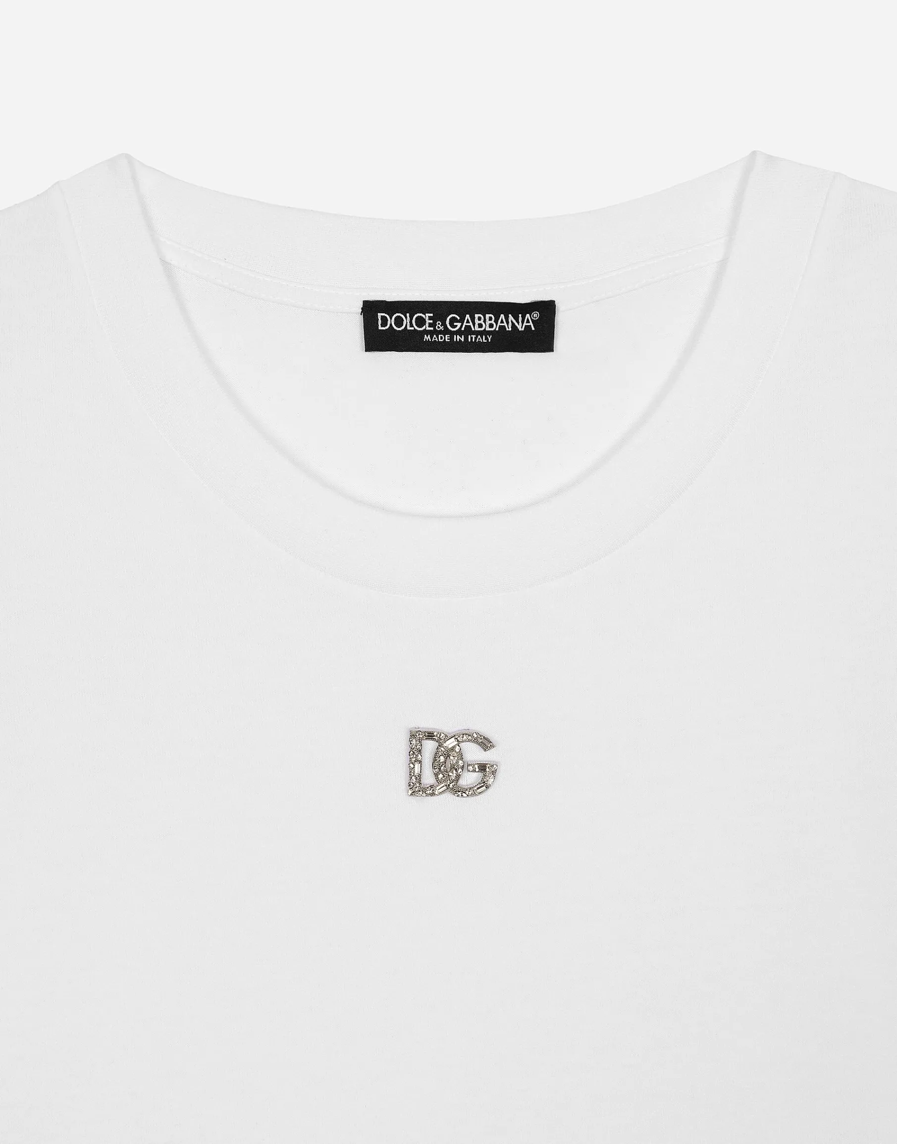 Cotton T-shirt with Crystal DG logo