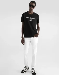 Cotton T-shirt with DG embroidery