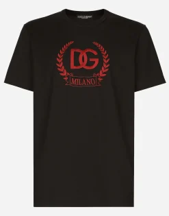 Cotton T-shirt with DG Milano logo embroidery