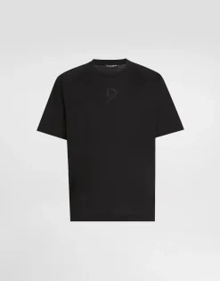 Cotton T-shirt with logo embroidery