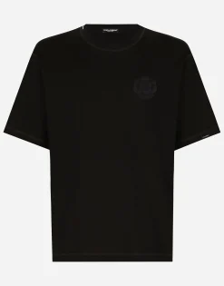 Cotton T-shirt with logo embroidery