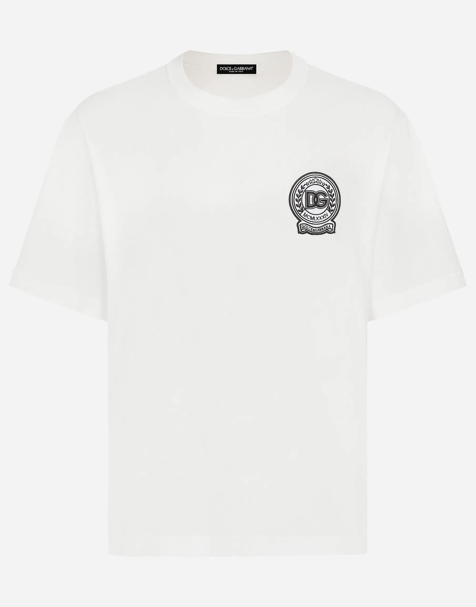 Cotton T-shirt with logo embroidery print