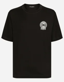Cotton T-shirt with logo embroidery