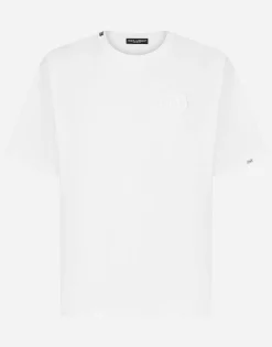 Cotton T-shirt with logo embroidery