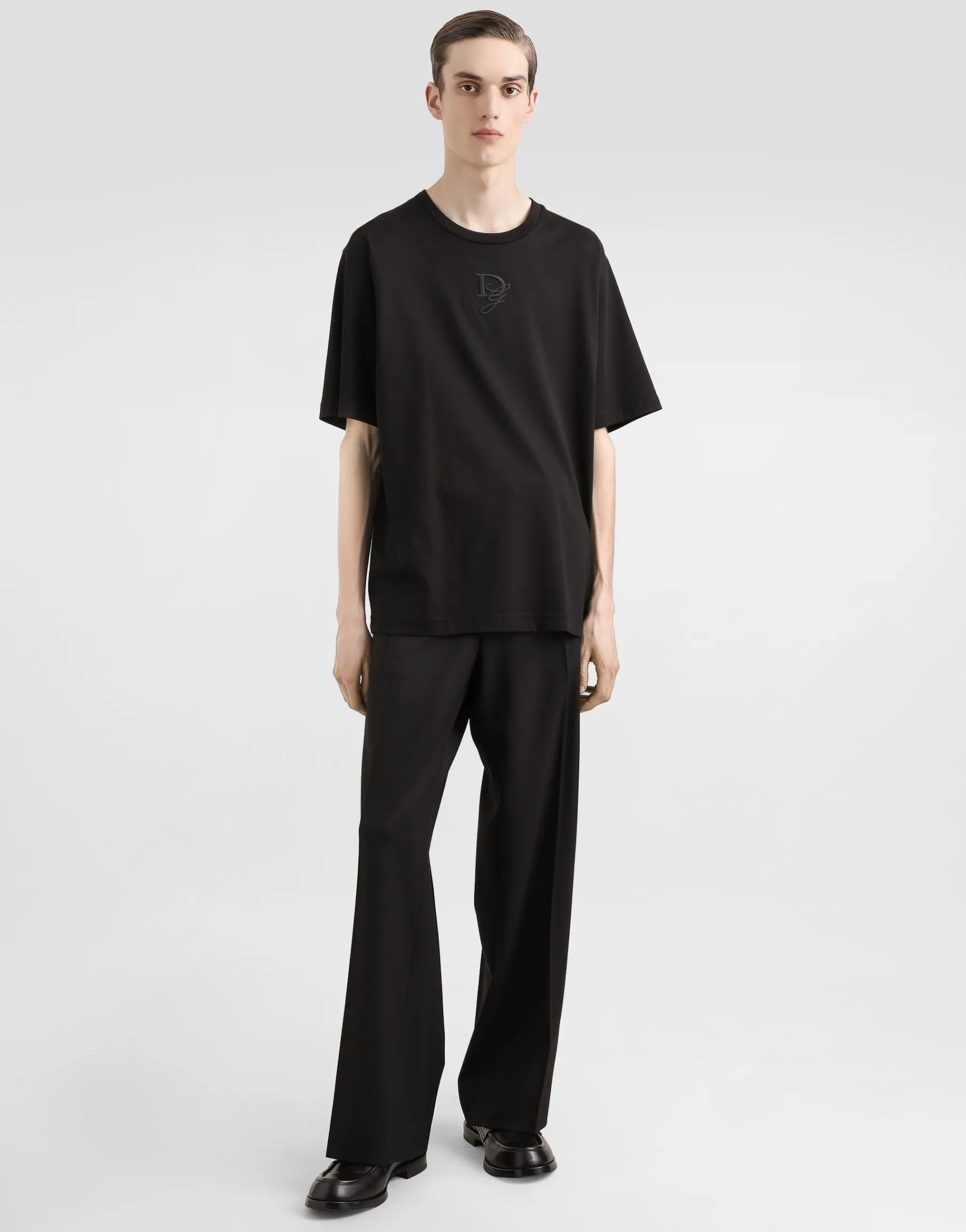 Cotton T-shirt with logo embroidery