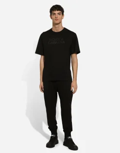 Cotton T-shirt with logo embroidery