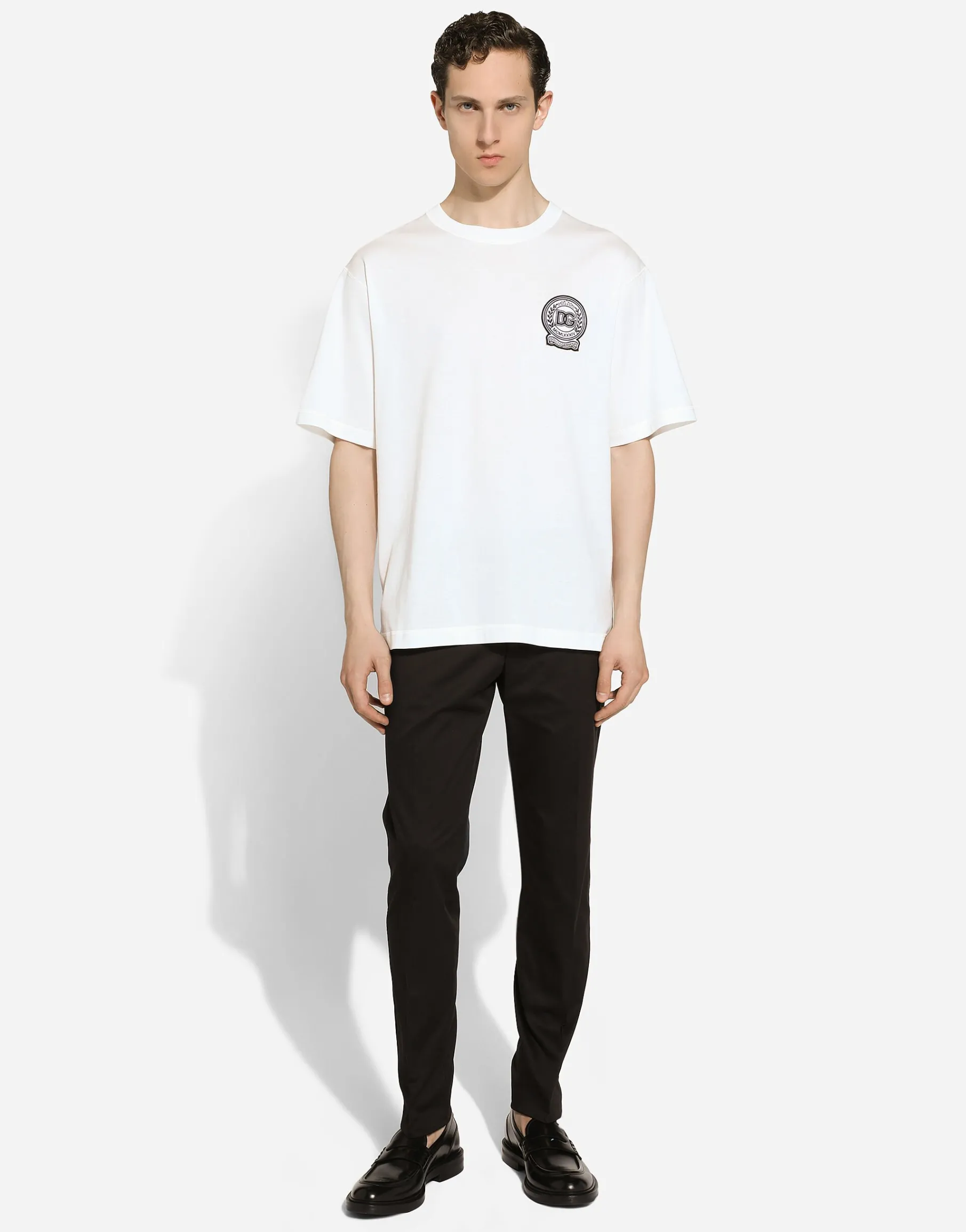 Cotton T-shirt with logo embroidery print