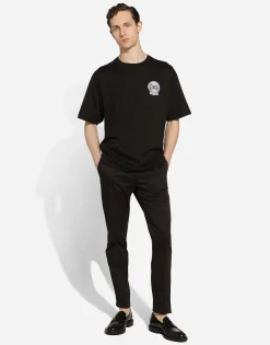 Cotton T-shirt with logo embroidery