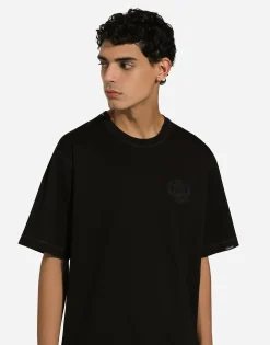 Cotton T-shirt with logo embroidery