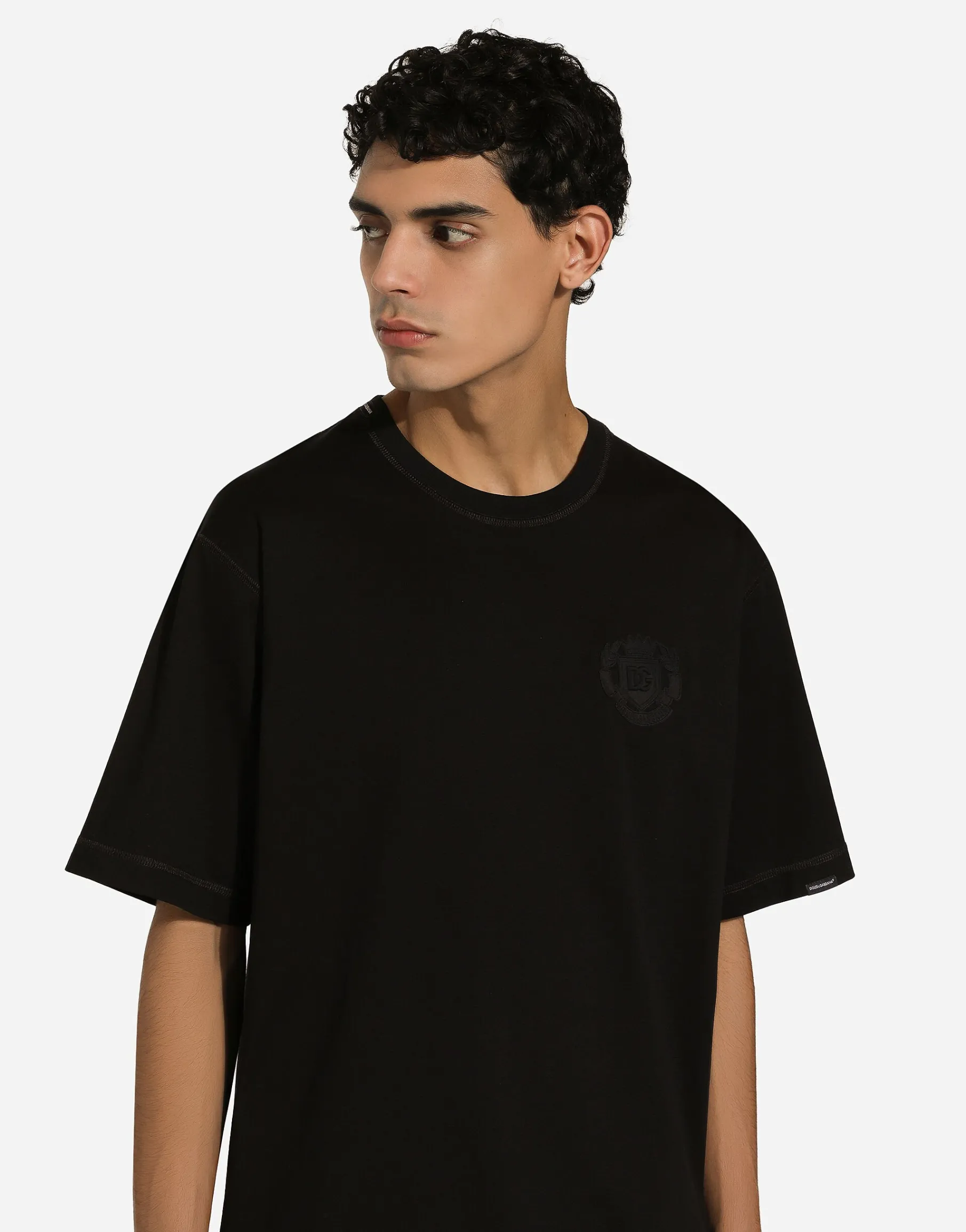 Cotton T-shirt with logo embroidery