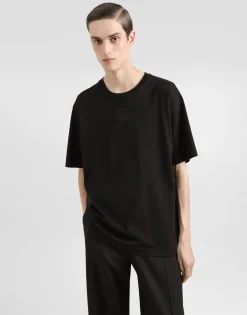 Cotton T-shirt with logo embroidery