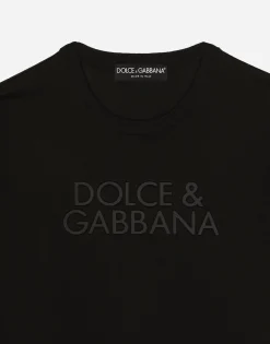 Cotton T-shirt with logo embroidery