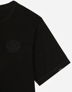 Cotton T-shirt with logo embroidery